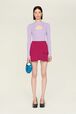 Mini Skirt Tailored Denim Fuchsia Fuchsia details view 3