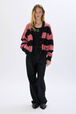 Cardigan rayé brossé en laine melangé Rayures noir/rose vue portée de face