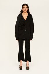 Cardigan laine fleur en relief femme Noir vue de détail 1