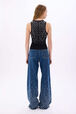 Tank top in jersey with studs Black back worn view