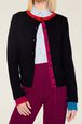 Cardigan laine colorblock femme Bleu nuit vue de détail 3