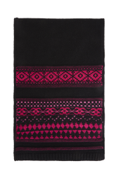 Fair Isle Print Wool Knit Long Scarf Fuchsia front view