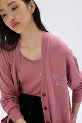Cardigan in merino and silk Pink details view 2