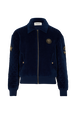 Velvet Quilted Bomber Jacket Blue duck front view