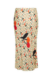 Women Cherry Print Twill Midi Skirt Baby yellow back view