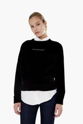 Women Velvet Sweatshirt Black details view 2