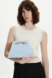 Trapeze vinyl bag Baby blue front worn view