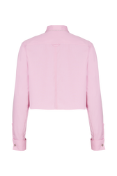 Cropped striped poplin shirt Ecru/pink back view