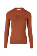 Women Plain Front Keyhole Top Camel front view
