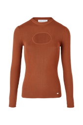Top goutte uni femme Camel vue de face