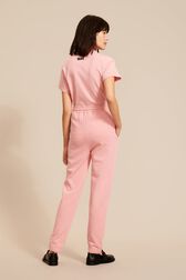 Women Mouth Print Jogging Pants Pink back worn view