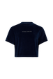 T-shirt manches courtes en velours Bleu canard vue de face