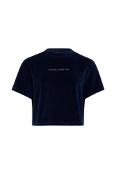 T-shirt manches courtes en velours Bleu canard vue de face