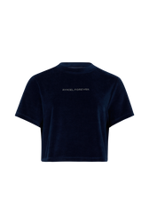 Short-Sleeved Velvet T-Shirt Blue duck front view
