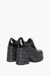 Black Vinyl Lace Shoes Black back view