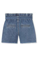 Raw-edged denim shorts Stonewashed indigo back view