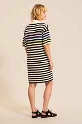 Robe polo oversize rayé multicolore femme Bleu nuit vue portée de dos