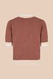 Women Geometric Print Short Sleeve Polo Shirt Brun back view