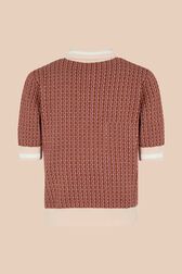 Women Geometric Print Short Sleeve Polo Shirt Brun back view
