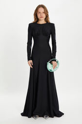 Jersey maxi dress Black front worn view