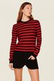 Sweater Big Poor Boy rayé femme Raye noir/rouge vue de détail 1