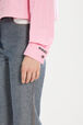 Cropped striped poplin shirt Ecru/pink details view 1