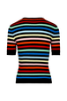 Women Multicolor Striped Ribbed Short Sleeve Top Multico striped back view