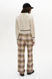 Alpaca Wool Cable Knit Crew-Neck Sweater Ecru back worn view