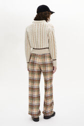 Long-Sleeved Crew-Neck Jumper Ecru back worn view
