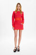 Women Striped Mini Skirt Striped fuchsia/coral front worn view