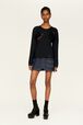 Women Removable Flowers Sweater Black details view 2