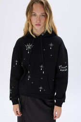 Hoodie with surrealist motifs Black details view 1
