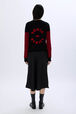 Cardigan rayé en laine Raye noir/rouge vue portée de dos