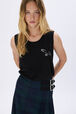 Sleeveless tank top in merino and silk Black details view 1