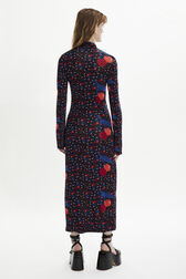 Women Cherry Print Viscose Maxi Dress Multico crea cherries back worn view
