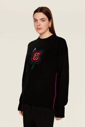 Women May 68 Intarsia Wool Sweater Black details view 1
