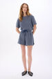 Shorts in fine striped cotton terry Striped white/blue front worn view