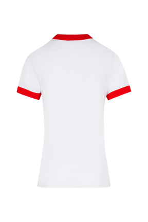 Women Cotton Bicolor T-Shirt White back view