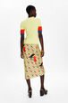 Women Ribbed Viscose Polo Shirt Baby yellow back worn view