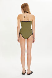 One-piece swimsuit Gold/black back worn view