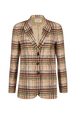 Brushed Wool Tartan Oversized Jacket Check ecru/lilac front view