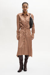 Robe midi à quilles motif Vintage Papyrus Rose vue portée de face