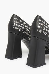 Black Leather Pumps With Studs Black details view 1