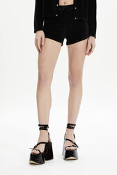 Women Velvet Shorts Black details view 2