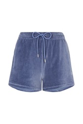 Velvet shorts Blue grey front view