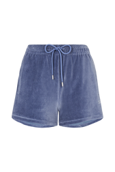 Velvet shorts Blue grey front view