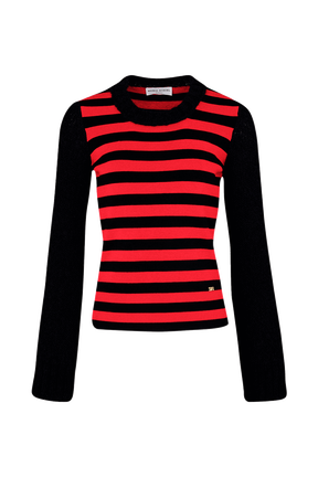 Pullover Jane Birkin femme Raye noir/rouge vue de face