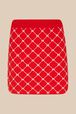 Women Jacquard Mini Skirt Red front view
