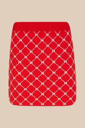 Women Jacquard Mini Skirt Red front view