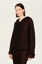 Hoodie lurex femme Raye noir/bronze vue de détail 3